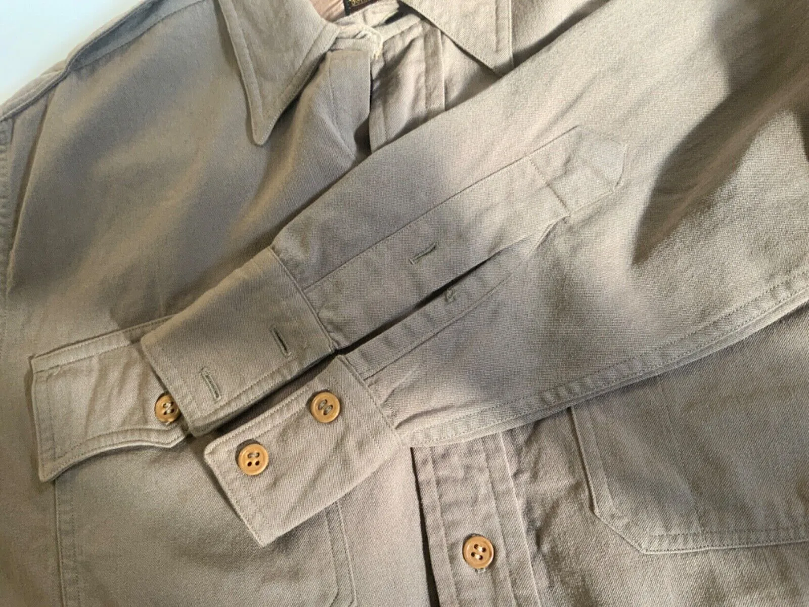 VTG 40s WW2 USA OFFICERS JACKSON RAYMOND RANGOON GABARDINE VIRGIN WOOL SHIRT S38