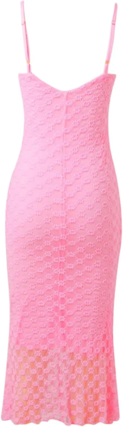 Women Fashion Solid Lace Patchwork Jacquard Skirt Slip Dress Sexy Dress Long Sleeve Dresses for Women Casual
