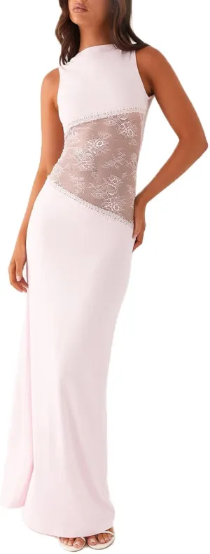 Women Floral Maxi Slip Dress Sexy Backless Spaghetti Strap Long Dress Sleeveless Lace Cut Out Bodycon Split Dress