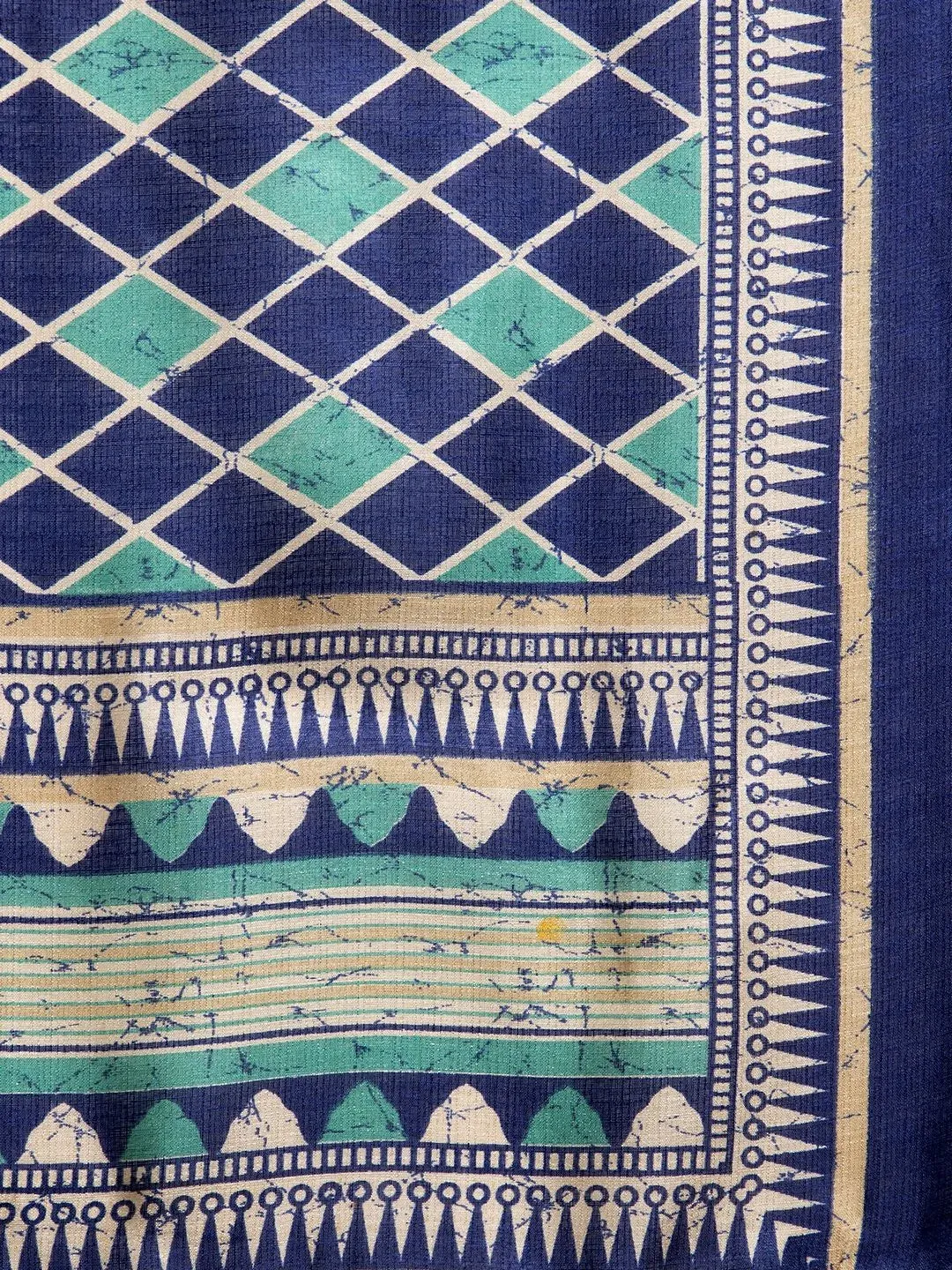 Women Royal-Blue Solid Kurta With Palazzos & Art-Silk Printed Dupatta