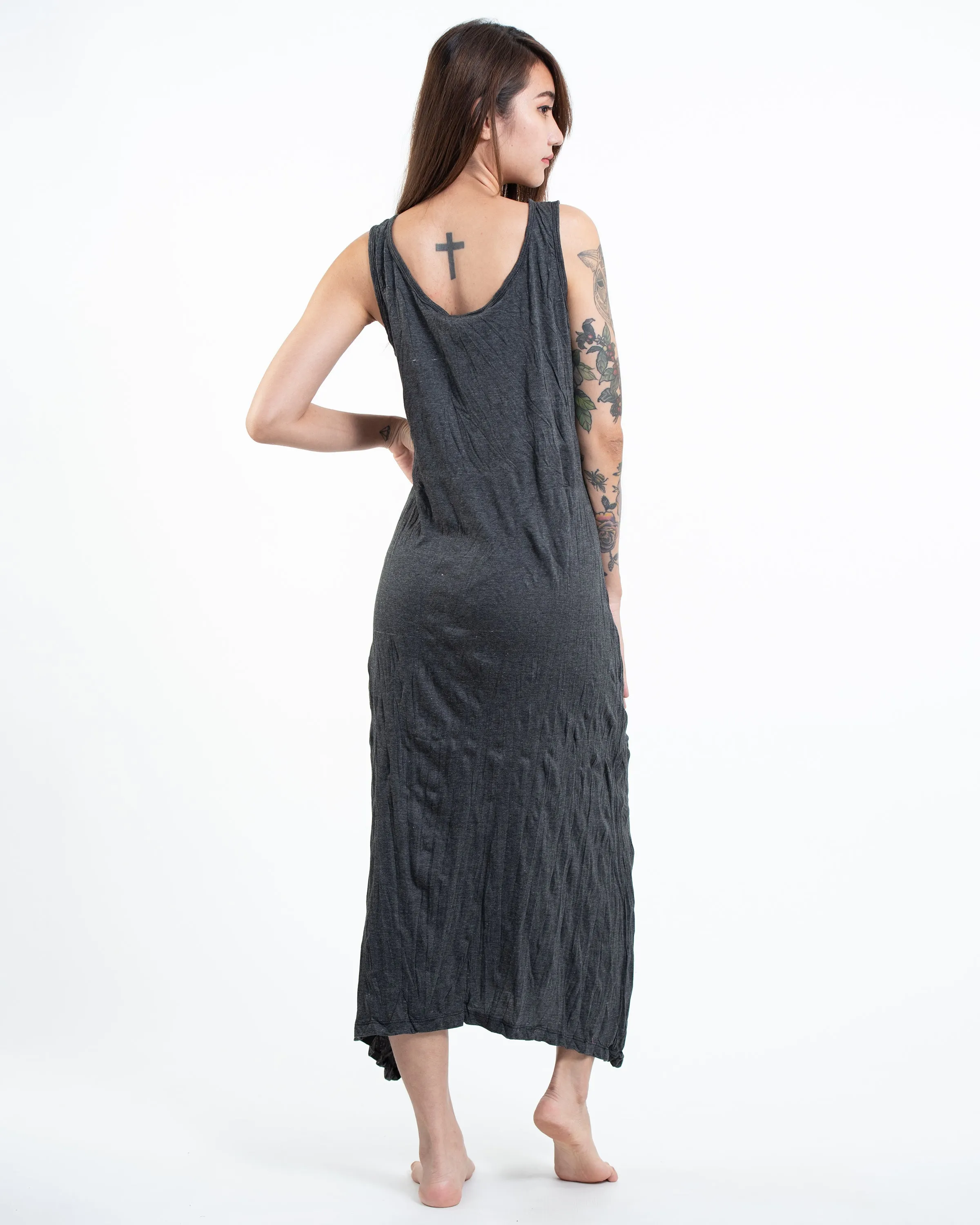 Womens Harmony Long Tank Dress in Gold on Black
