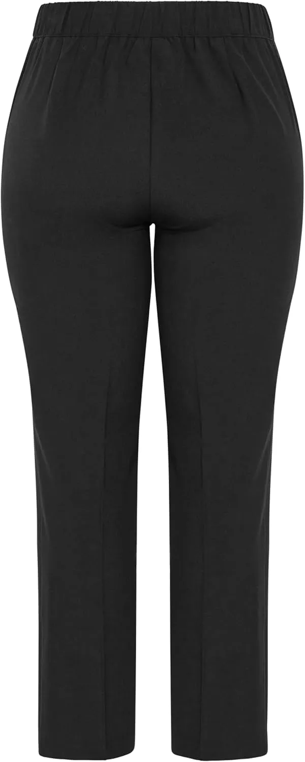 Women's Plus Size Cool Hand Woven Straight Leg Pant Black