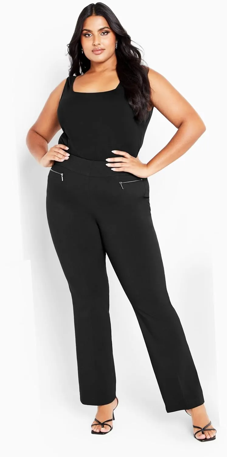 Women's Plus Size Cool Hand Woven Straight Leg Pant Black