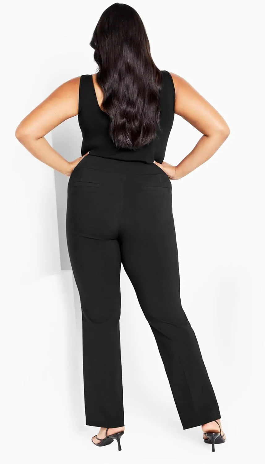 Women's Plus Size Cool Hand Woven Straight Leg Pant Black