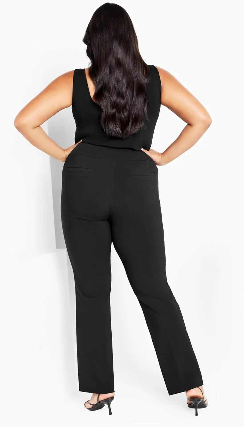 Women's Plus Size Cool Hand Woven Straight Leg Pant Black