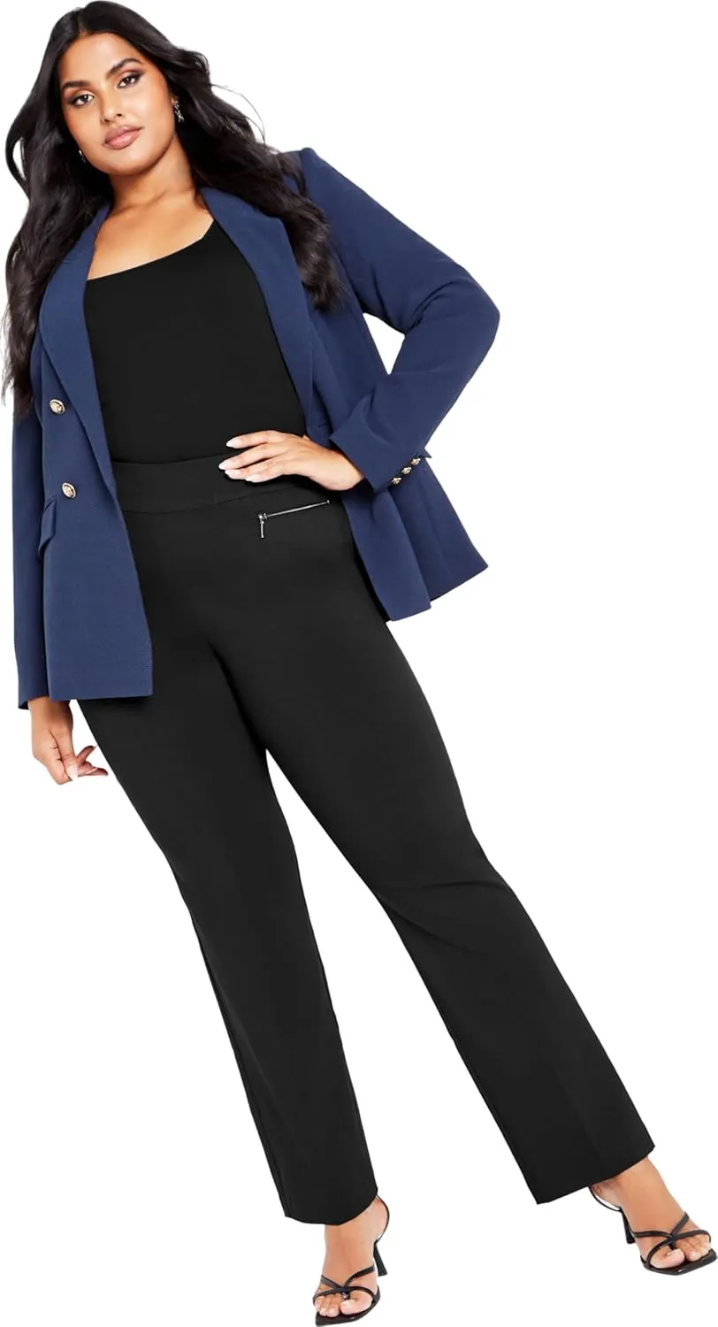 Women's Plus Size Cool Hand Woven Straight Leg Pant Black