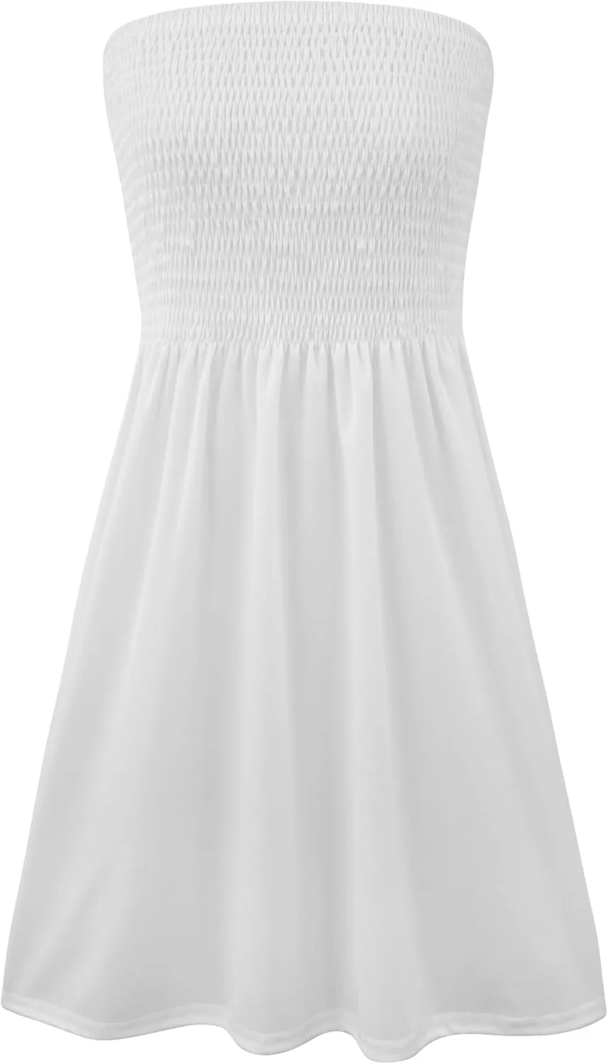 Zyyfly Womens Summer Beach Dresses Strapless Cover Ups Dress Tube Top Sundresses