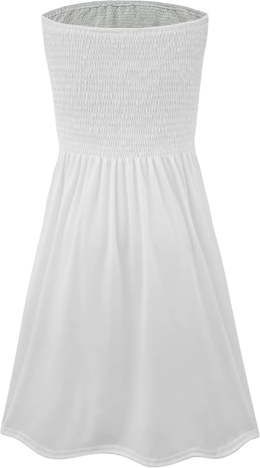Zyyfly Womens Summer Beach Dresses Strapless Cover Ups Dress Tube Top Sundresses